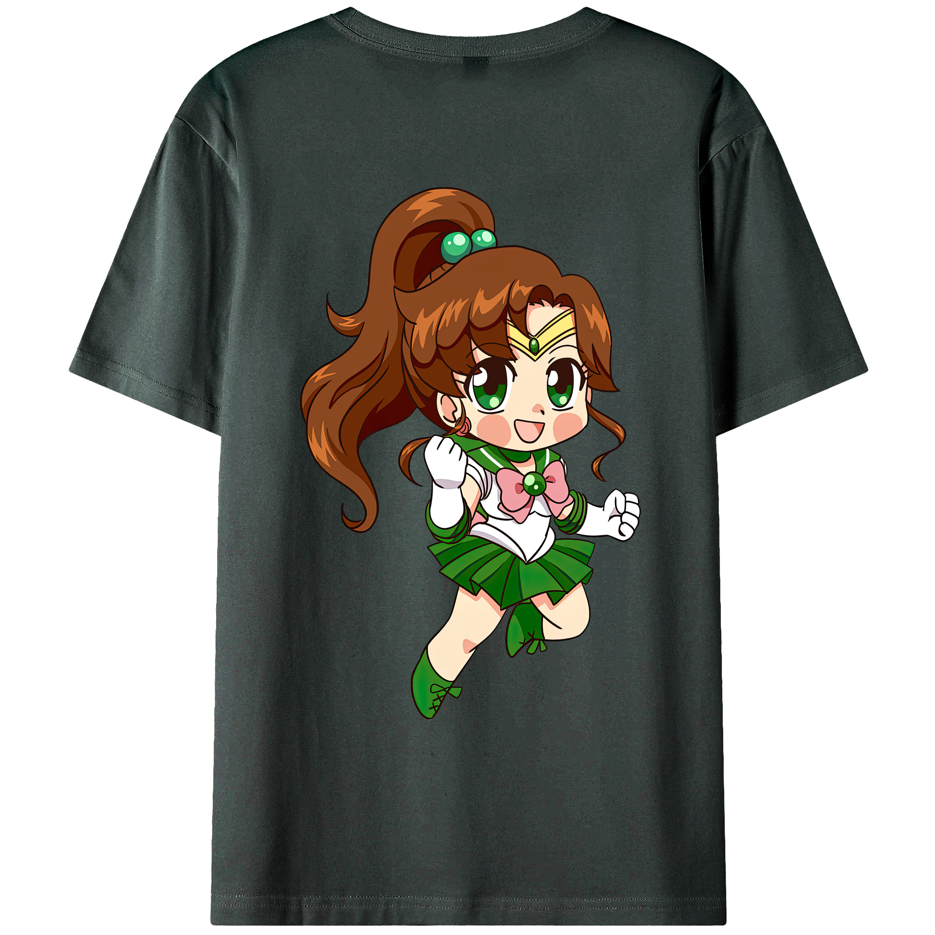 （画像用） 美少女戦士セーラームーン 木野 まこと きの まこと Sailor Moon Kino Makoto （セーラージュピター；Sailor Jupiter） 綿100％ メンズ半袖Tシャツ（バックプリント） 通気性